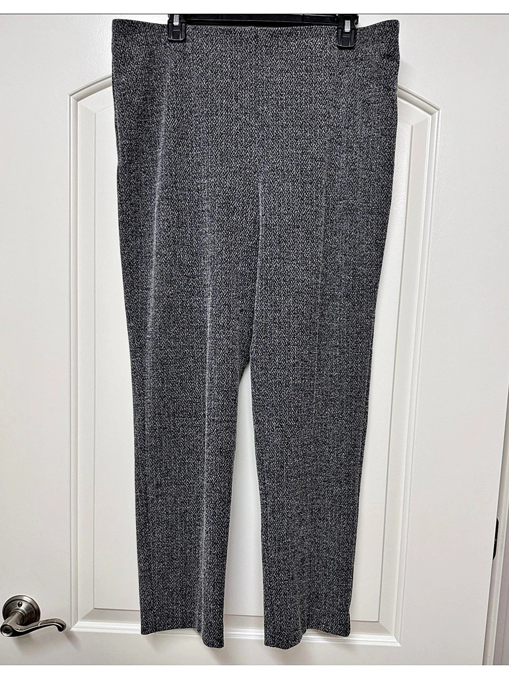 The Limited Pull-On Straight Ankle Herringbone Pants Gray & Black XL